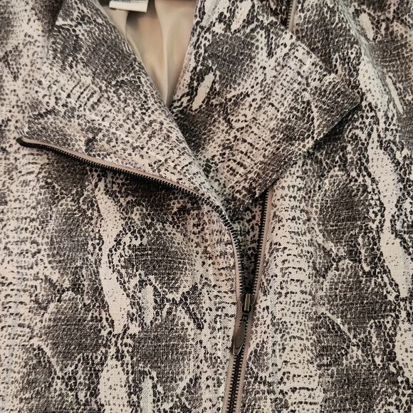 Doncaster Linen Blend Moto Jacket Wmn's Sz 16 Gray Brown Snakeskin print Blazer - Picture 8 of 16
